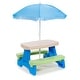 preview thumbnail 1 of 3, Picnic Table with Umbrella for Boys, Easy Movable Playing Table and Chairs Set, Plastic
