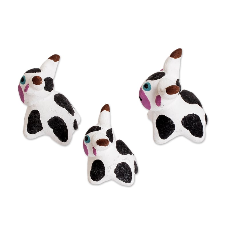 Novica Handmade Bull Family Ceramic Figurines (Set Of 3)
