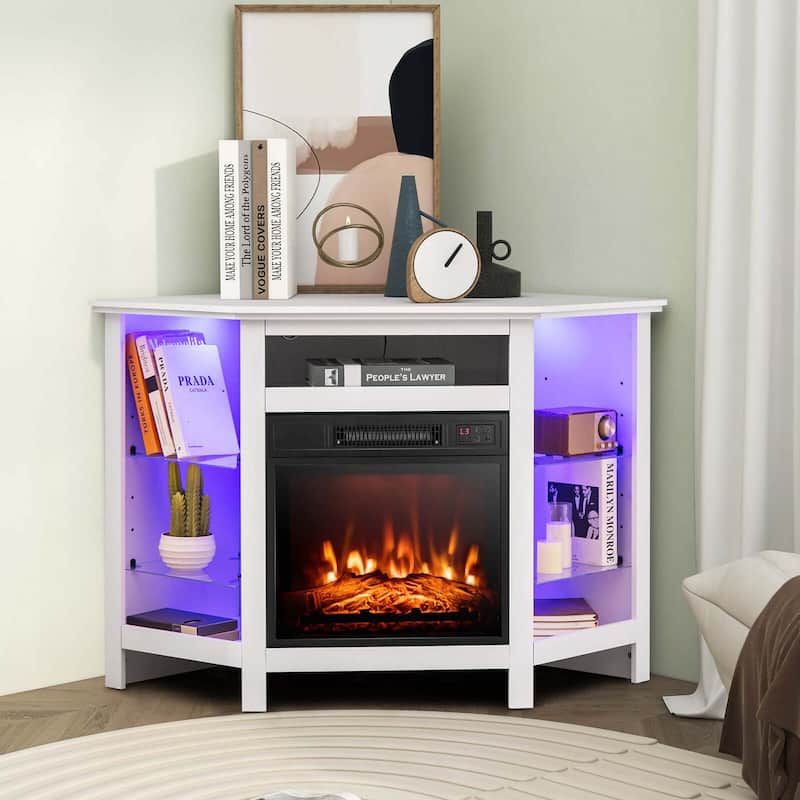Costway Fireplace TV Stand with Led Lights & 18'' Electric Fireplace - See Details