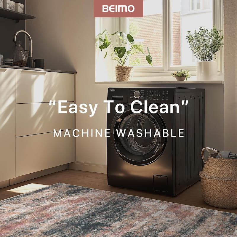 Mcow Modern Abstract Machine Washable Low Pile Area Rugs