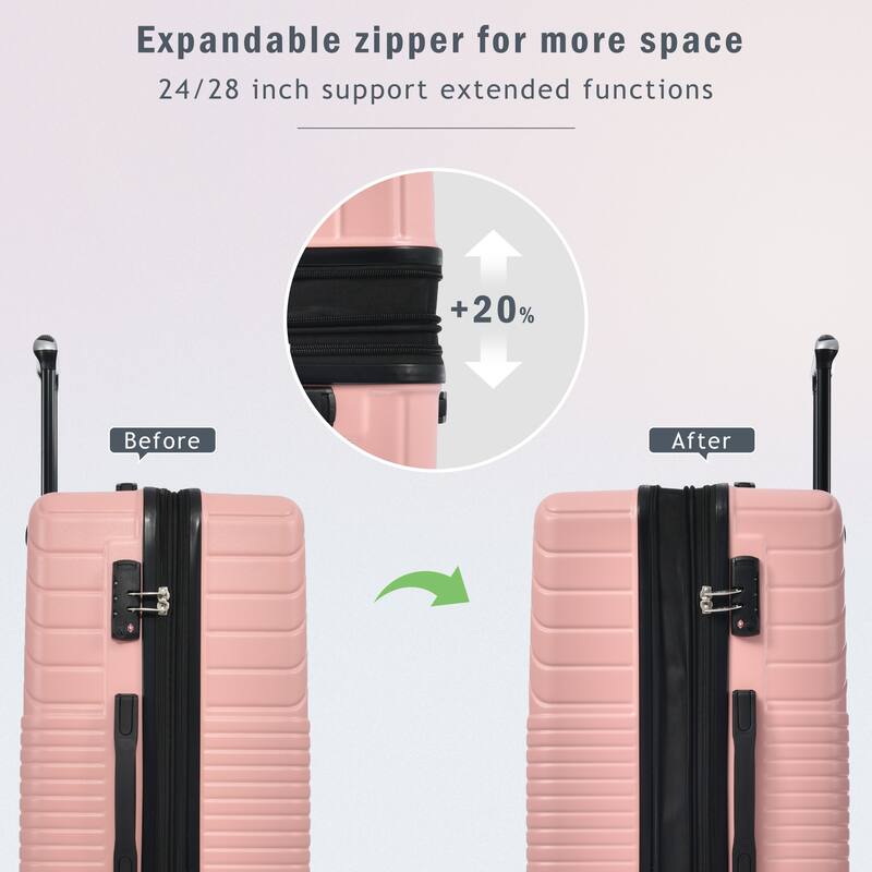 3 Piece Hardshell Luggage Spinner 8 Wheels Suitcase Sets (20"24"28")