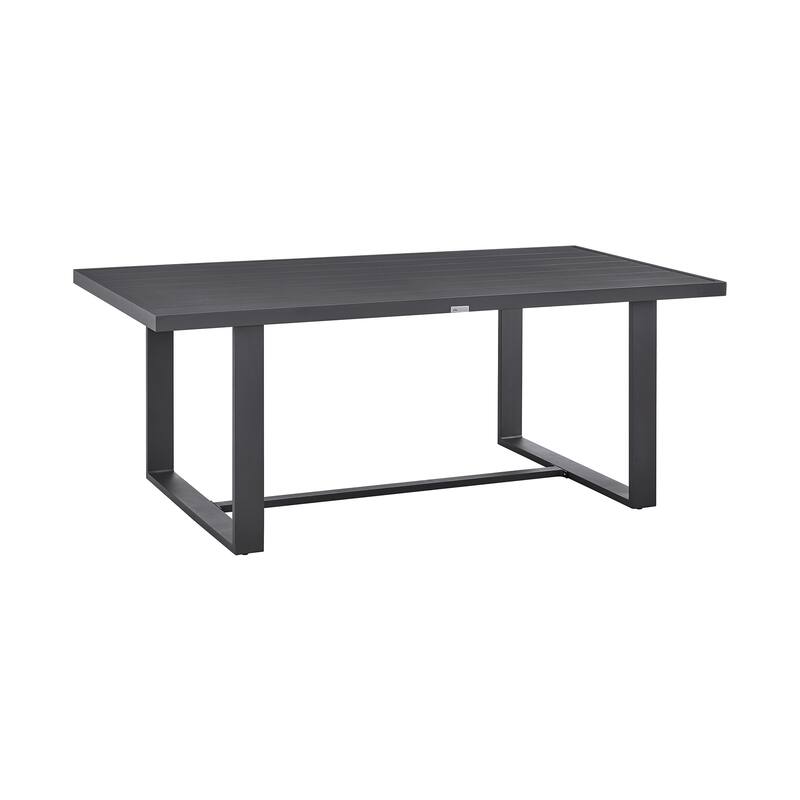 Argiope Outdoor Patio 7-Piece Dining Table Set in Aluminum with Grey Cushions