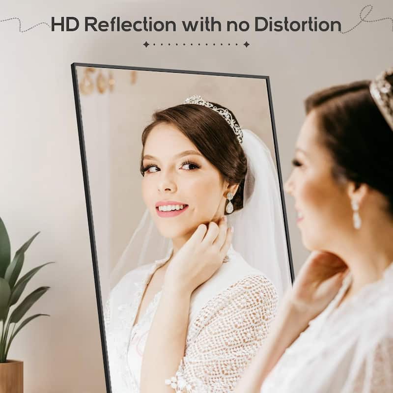 Mirror Full Length, 21"x64" Body Wall Mirrors, Floor Standing, Large Tall Mirror with Stand Aluminum Alloy Frames