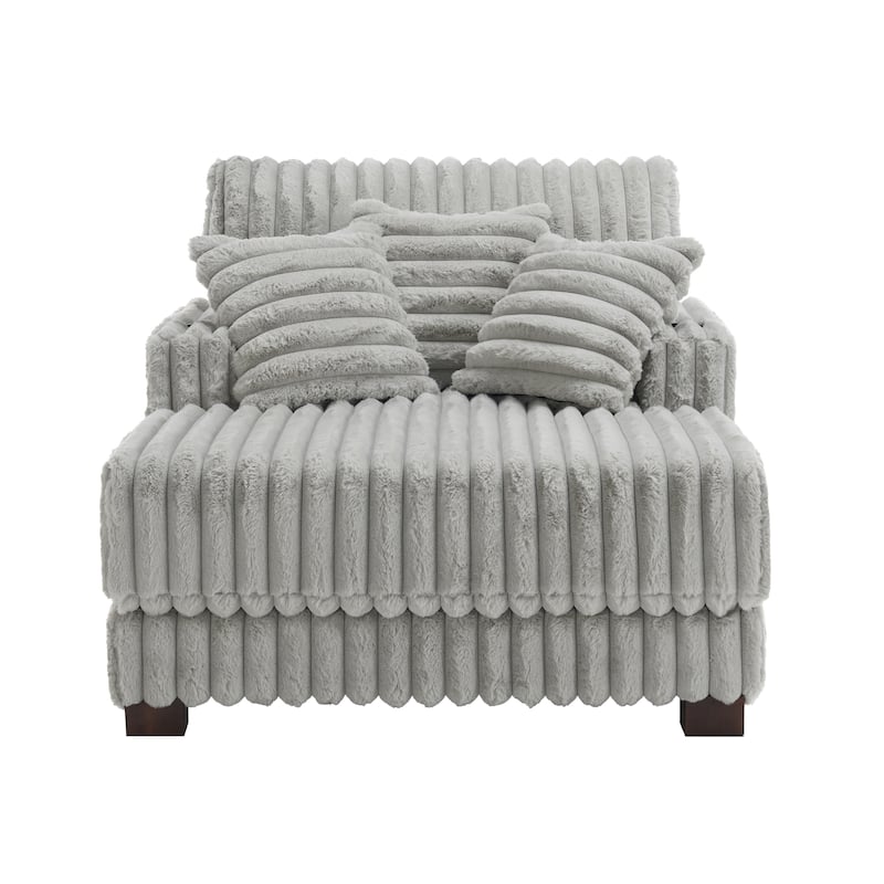 Modern Upgraded Plush Fabric Sofa Chaise Lounge with Pillows