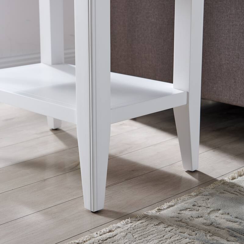 Laurent Narrow Solid Wood Side End Table with Shelf
