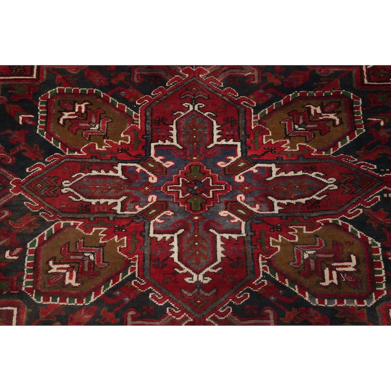 Hand Knotted Oriental 100% Wool Carpet Traditional Medallion Red Heriz Area Rug - 12' 7'' X 10' 1''
