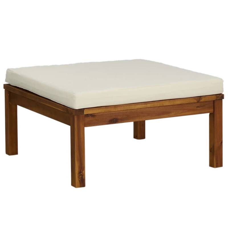 3pc Patio Set with Chair, Ottoman, Coffee Table, Acacia Wood, White