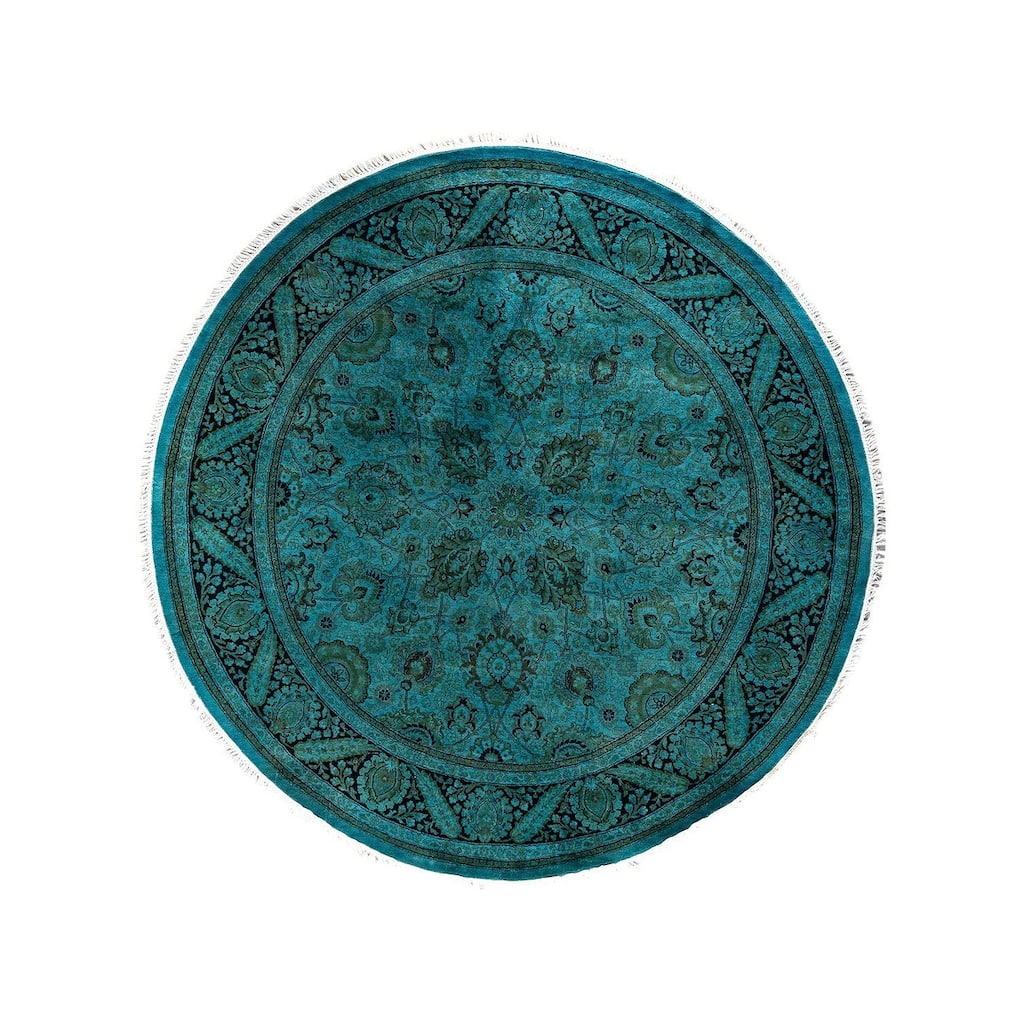 Fine Vibrance, One-of-a-Kind Hand-Knotted Area Rug - Blue, 5' 1" x 5' 1" - 5' 1" x 5' 1"