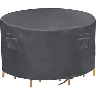Patio Round Table Cover,Heavy Duty Waterproof Patio Furniture Cover,Suitable for 4 chairs and a table set