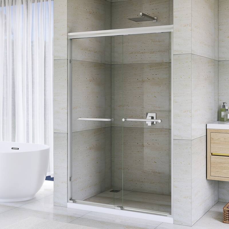 Double Sliding Framed Shower Door in Matte Black Finish