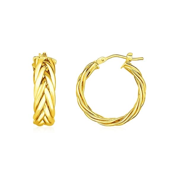 14k Yellow Gold Braided Hoop Earrings Free Shipping Today 14k Yellow Gold Braided Hoop Earrings