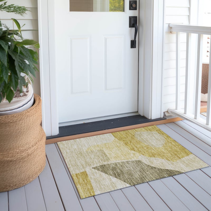 Machine Washable Indoor/ Outdoor Chantille Contemporary Abstract Rug