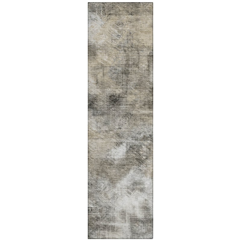 Machine Washable Indoor/ Outdoor Chantille Abstract Imprints Rug