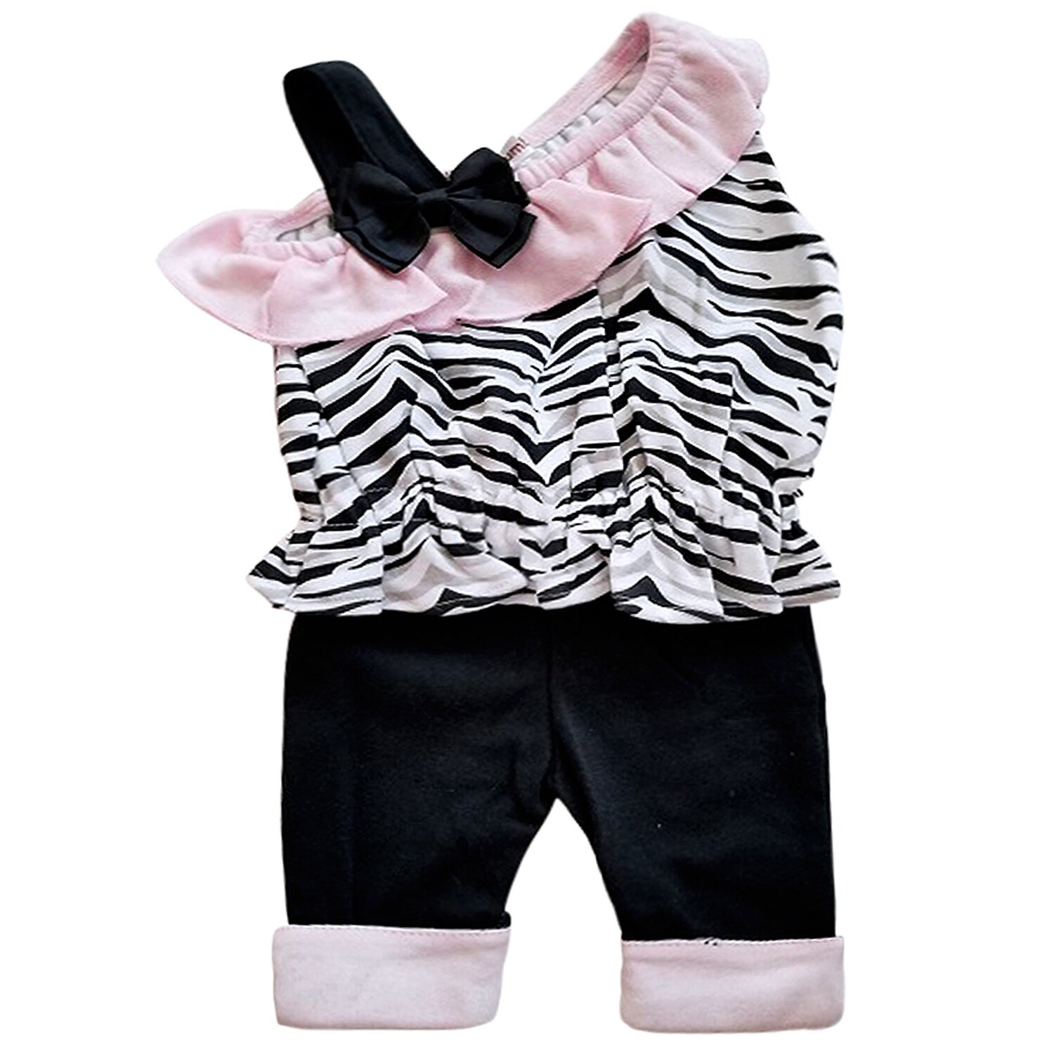 Shop Light Pink Black Zebra Print 2pc Drop Shoulder Cuff Pants