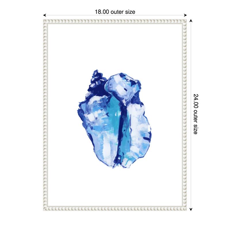 Blue Seashell On White Background No. 1 by Cartissi (18 x 24 in.), Framed Canvas Wall Art Print