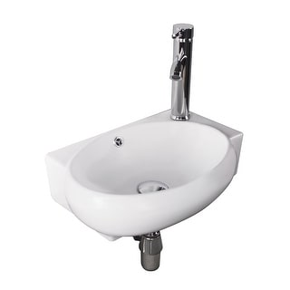 Round wall mounted bathroom ceramic basin white with chrome faucet