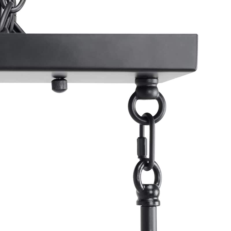 Oversized Modern Transitional 8-Light Black Bronze Linear Island Dining Chandelier - 48.4"W x 11.8"D x 36.3" - 69.5"H