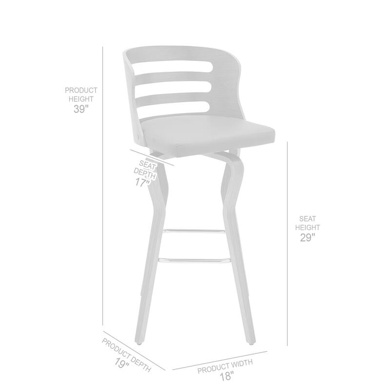 Verne Walnut or Black Wood Upholstered Bar Height Swivel Barstool