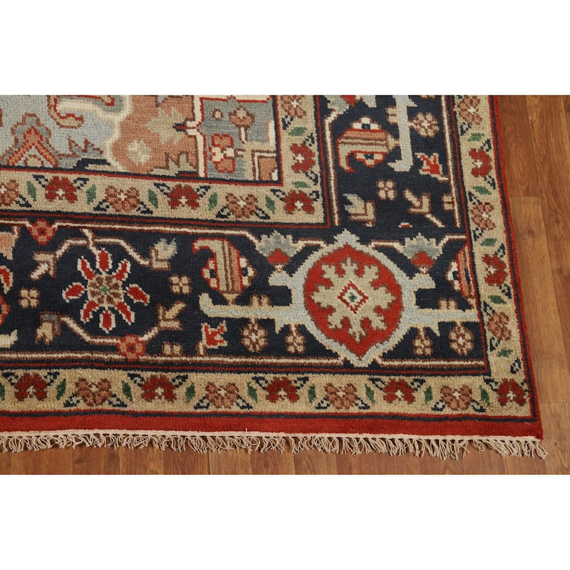 Hand Knotted Oriental 100% Wool Carpet Traditional Medallion Red Heriz (serapi) Area Rug - 11' 10'' X 8' 11''