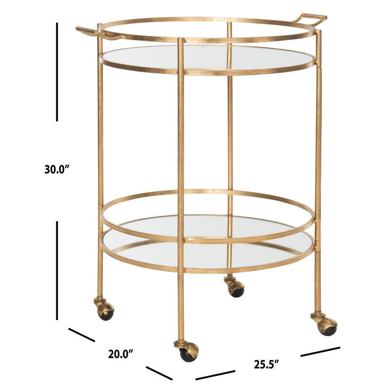 SAFAVIEH Margy Silver/ Mirror Top Bar Cart - 26Wx20Dx30H - Gold