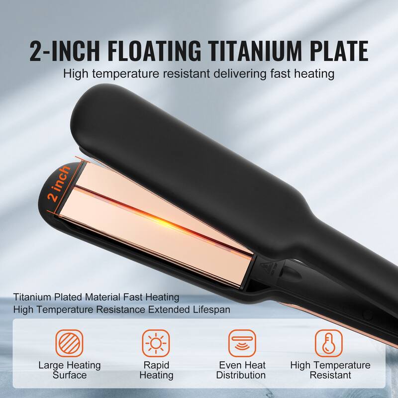 Titanium Hair Straightener, 2-inch - Features Infrared, Negative Ions, Dual Voltage (110V/240V), LCD Screen