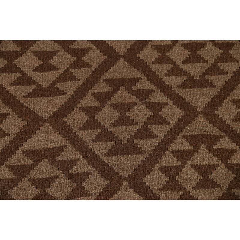Geometric Tribal Kilim Oriental Area Rug Flat-woven Wool Carpet - 5'4" x 8'5"