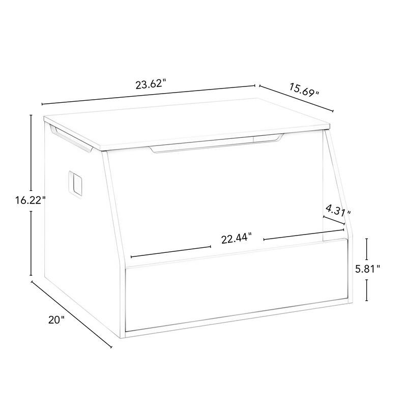 RiverRidge Kids Toy Box Playroom Storage Chest with Front Bookrack - White