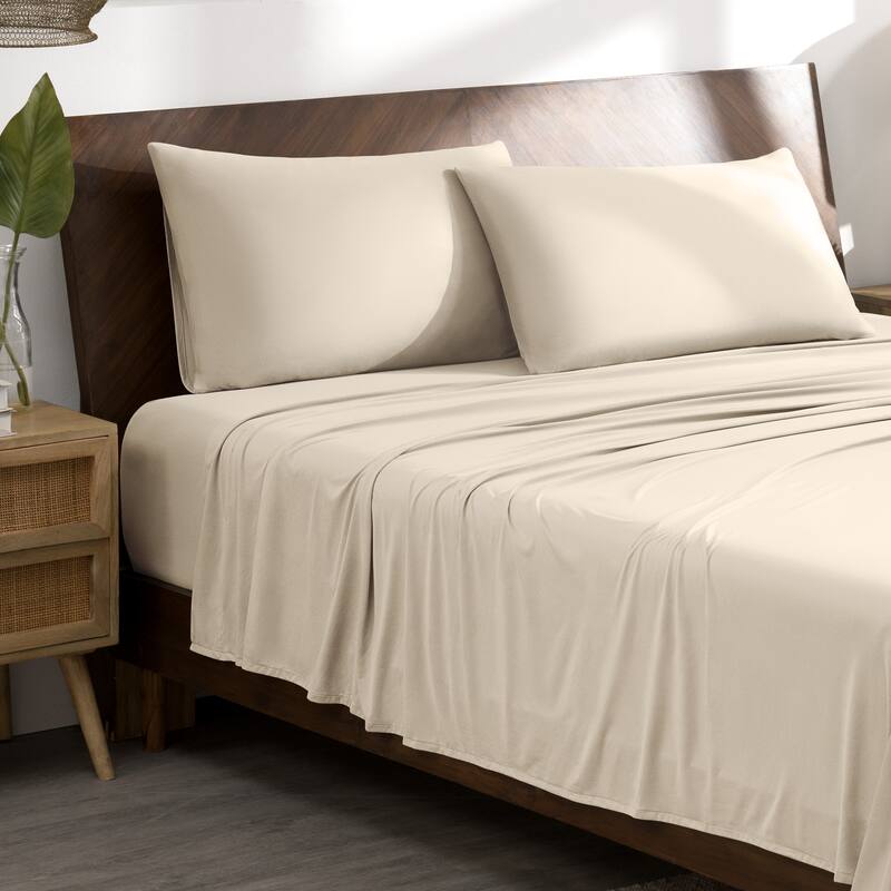 Bare Home Microfiber Stretch Knit Sheet Set - Twin - Sand
