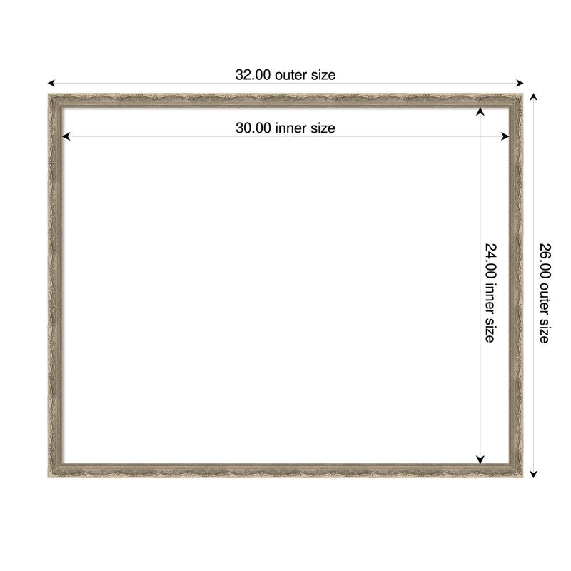 Mila Framed Dry Erase Magnetic Board - 32 x 26 in - Mila Dark Silver
