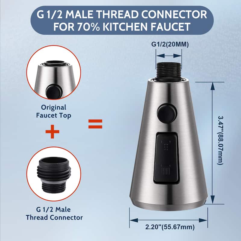 WOWOW Stainless Steel Kitchen Sprayer Head - 3 Modes with 9 Adapters
