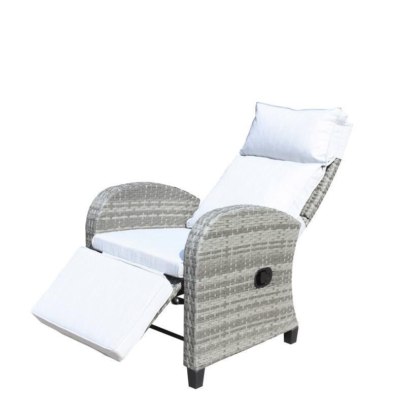 Outdoor Wicker Conversation Chairs w/ Adjustable Backrest and Armrests