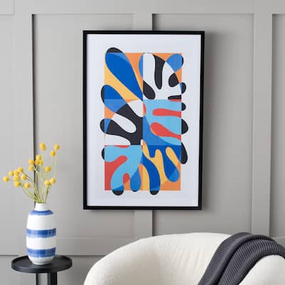 SAFAVIEH Faiza Spunky Splat Hand Painting, 24 x 36, Framed Wall Art - Multicolor