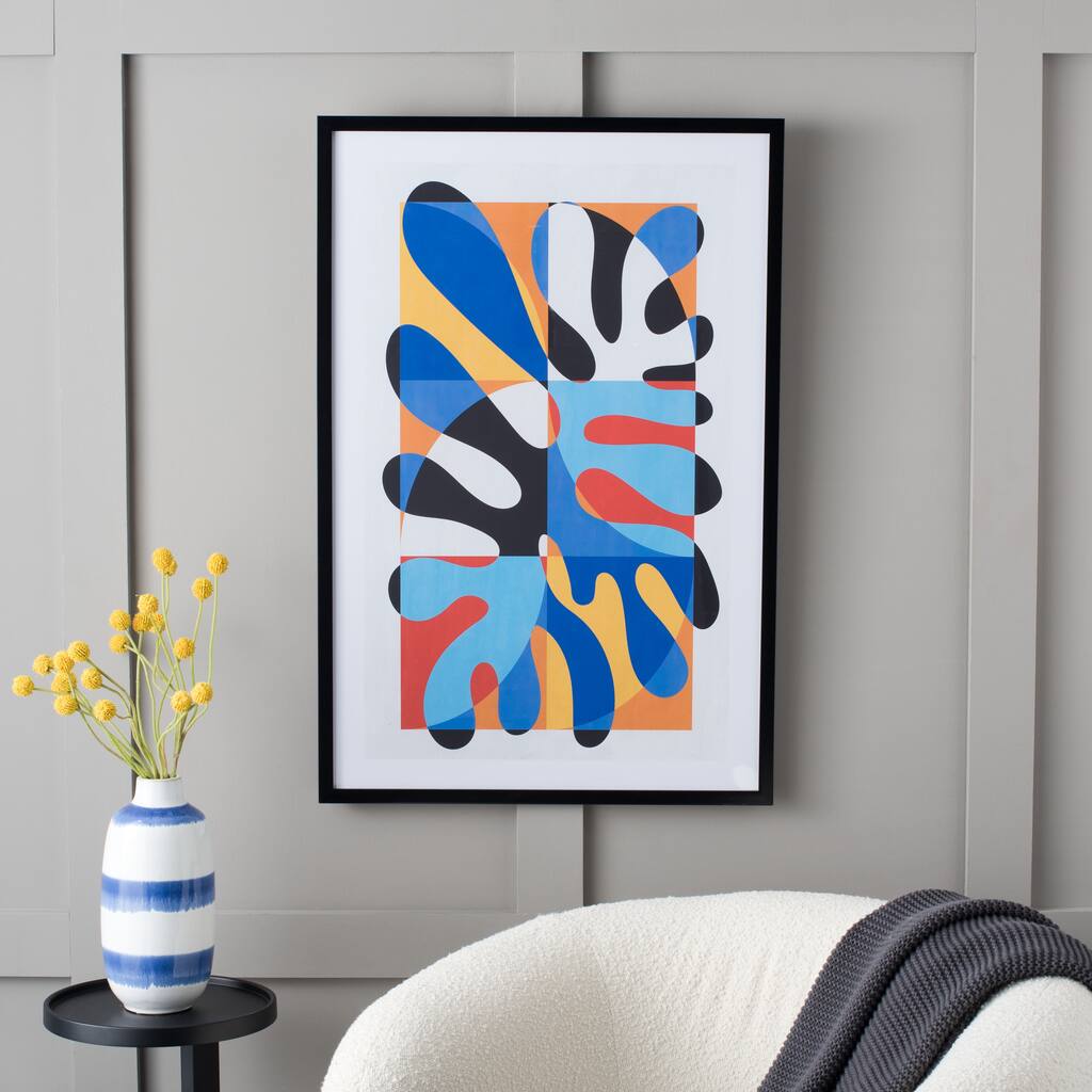SAFAVIEH Faiza Spunky Splat Hand Painting, 24 x 36, Framed Wall Art - Multicolor