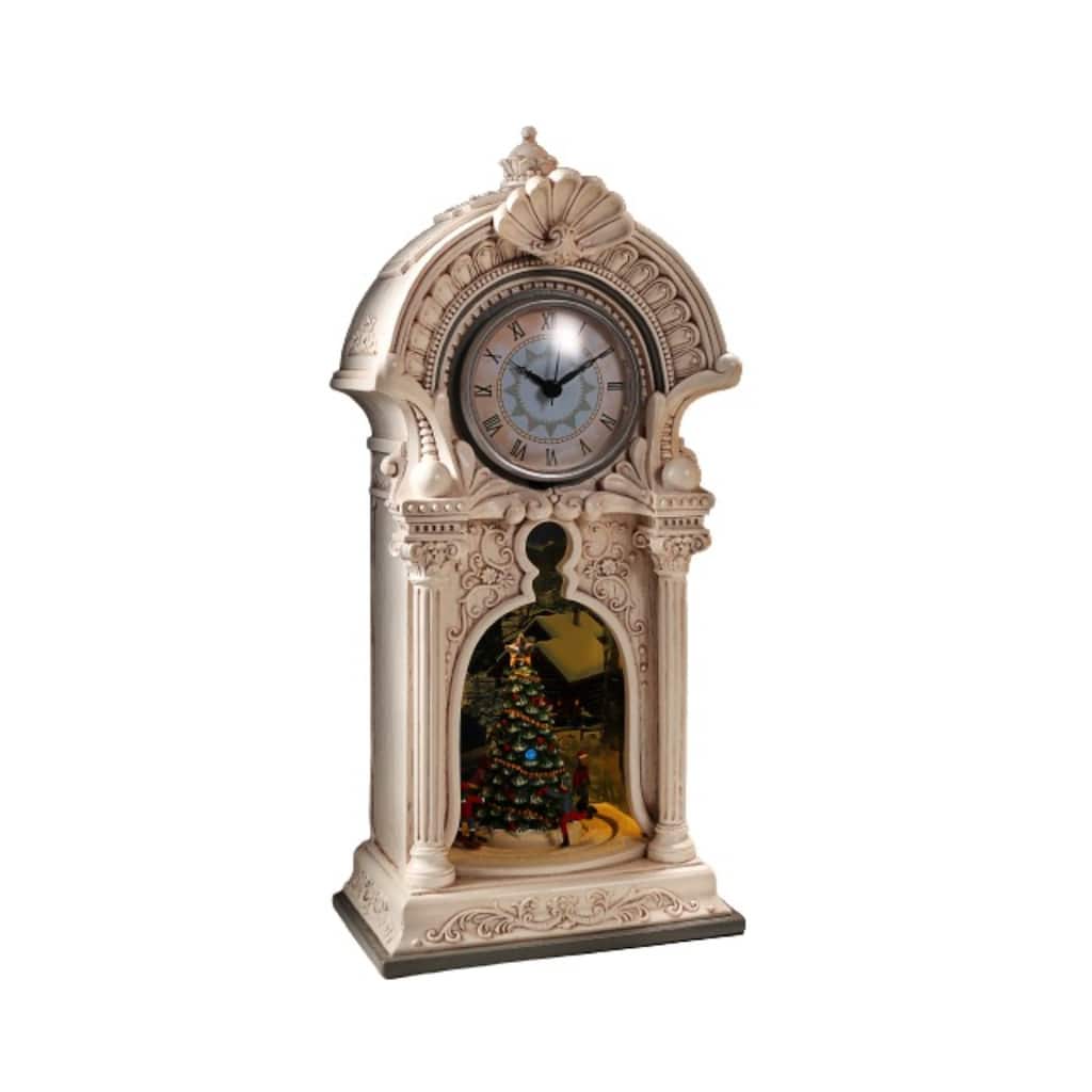 Grandfather Clock Christmas Tabletop Decoration - 14.25" - White Gold