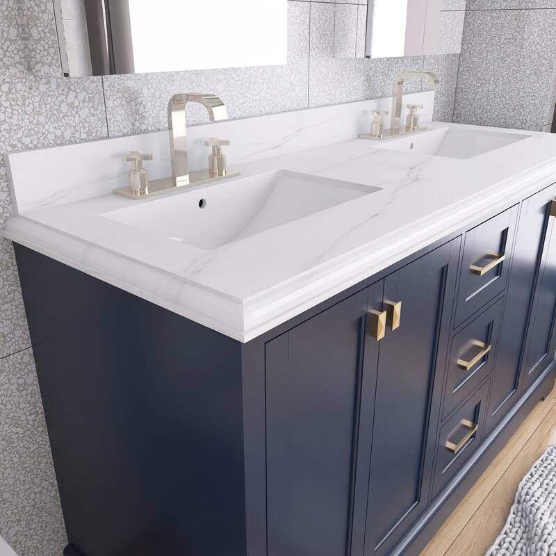 60/72 Inches Plywood Freestanding Bathroom Vanity Set with Drawer and Ceramic Sink