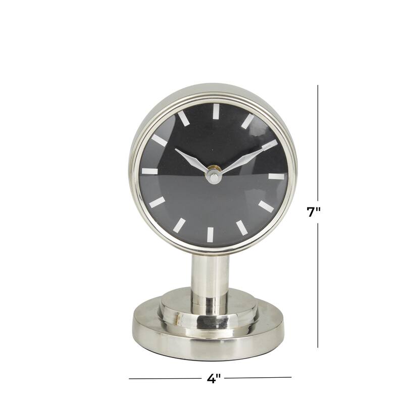 Stainless Steel Metal Small Clock with Numberless Black Clockface - Silver or Gold - Roche River Decor
