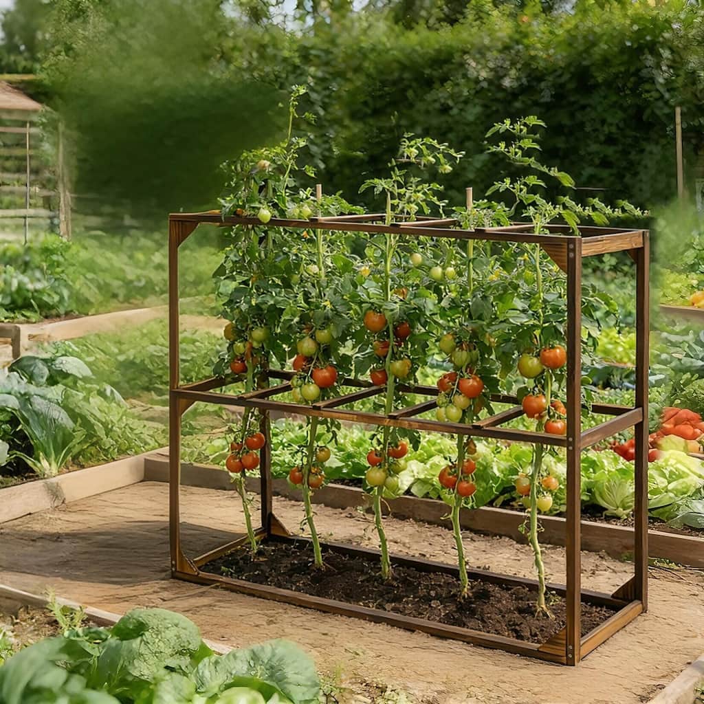Garden Wooden Tomato Cranberry Vines Trellis Cranberry Plant Climbing Support Frame with 5 Slots