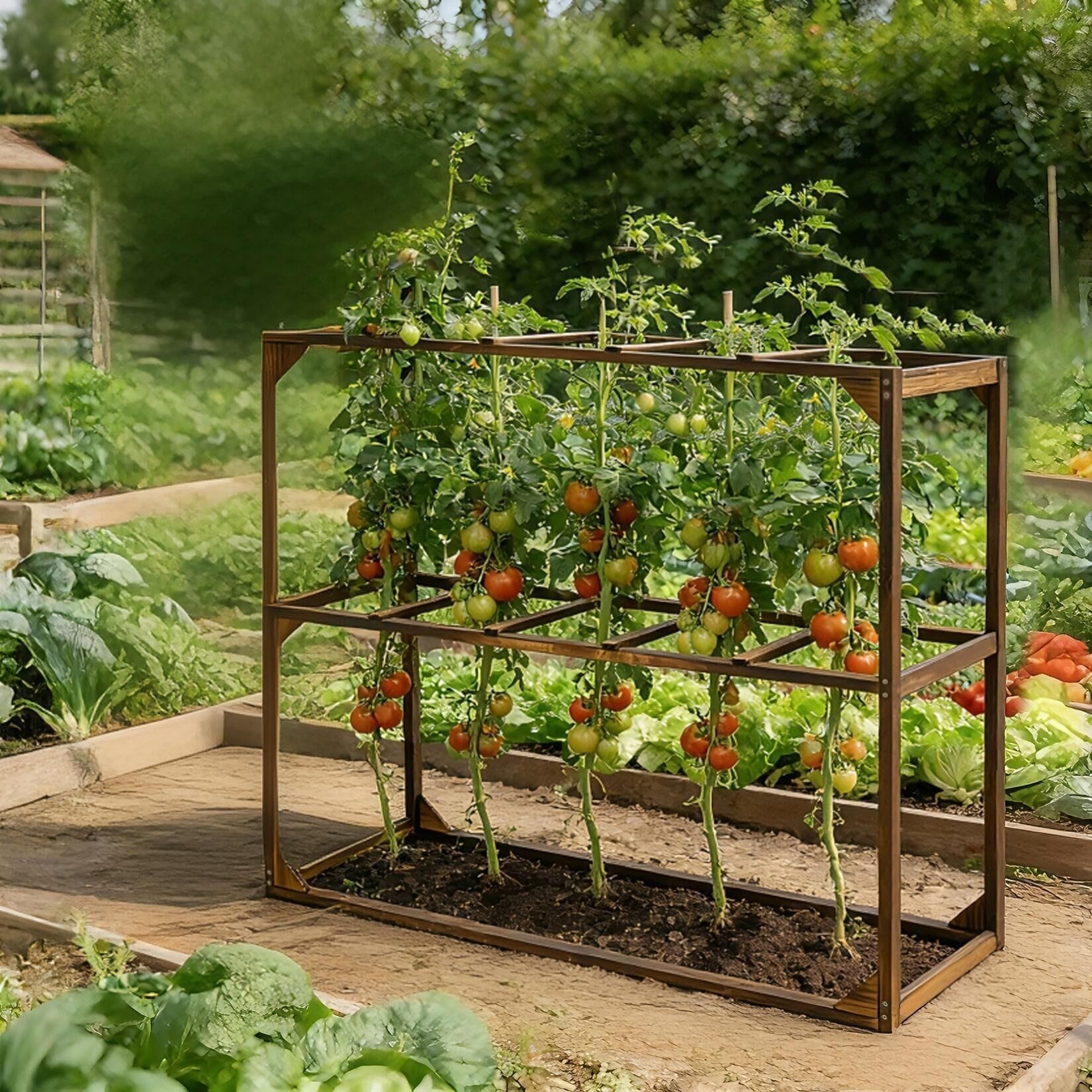 Garden Wooden Tomato Cranberry Vines Trellis Cranberry Plant Climbing Support Frame with 5 Slots