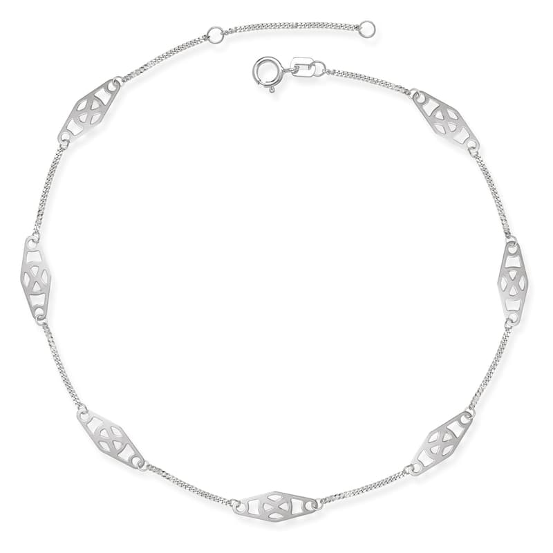 Curata 14k Gold 9-10-inch Adjustable Twisted Bar Infinity Station Anklet