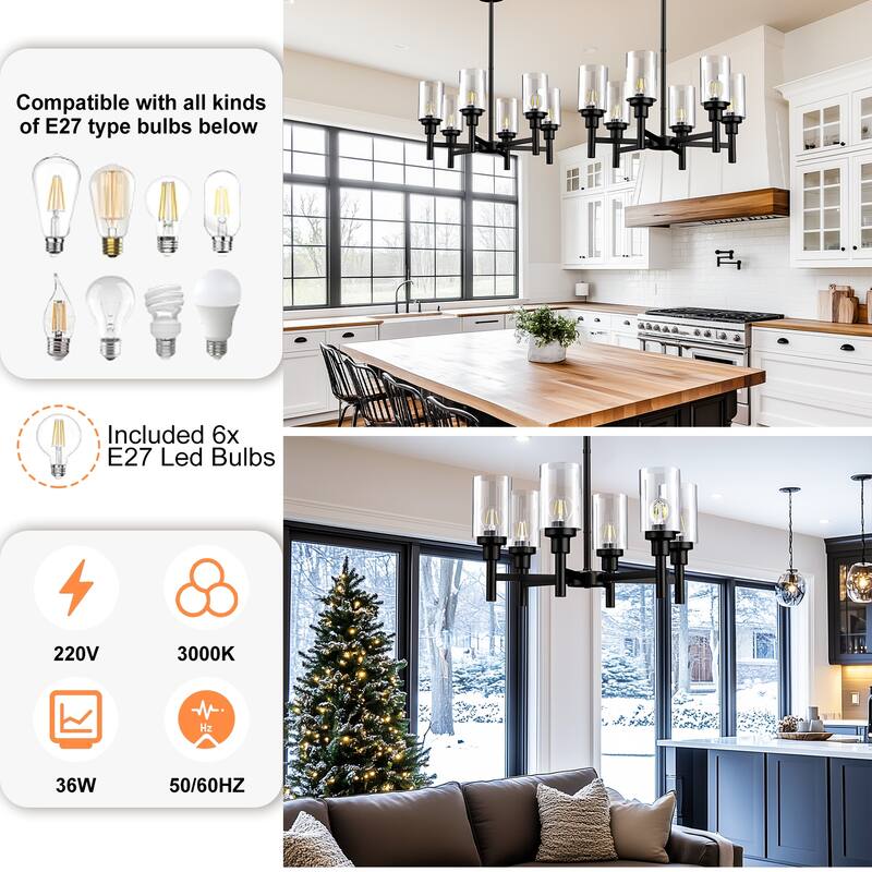 Farmhouse Ferris Wheel Glass Chandelier