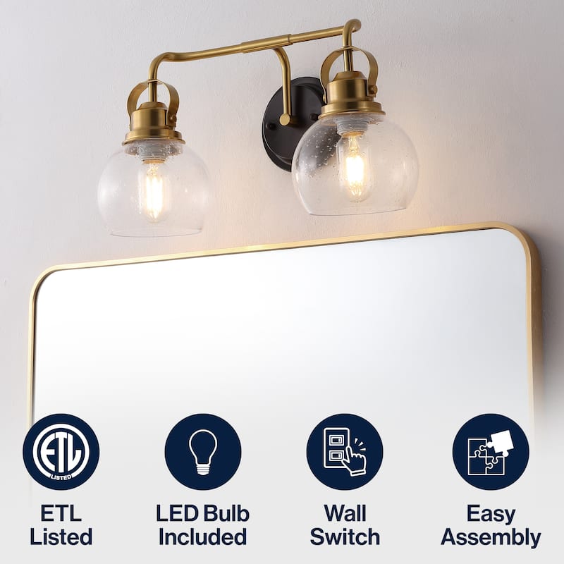 Bolha Metal/ Bubbled Glass Vanity Light, Chrome by JONATHAN Y