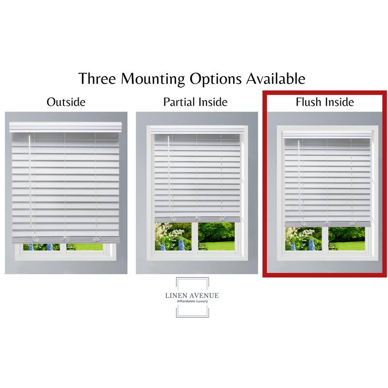 Linen Avenue Cordless Faux Wood Blind, Flush Inside Mount (No Valance Side Pieces Included, Arrives ½ Inch Narrower)