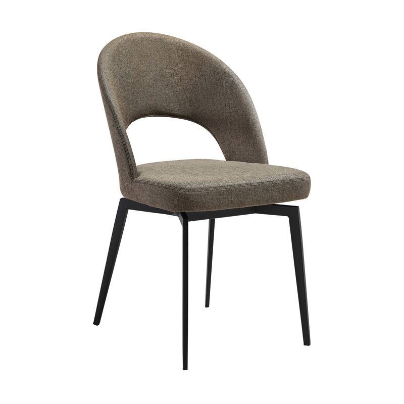 Lucia Brown or Grey Upholstered Swivel Dining Chairs - Set of 2