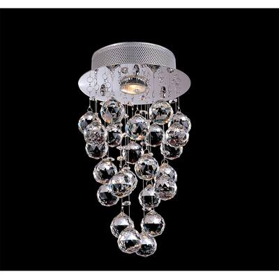 Chrome Metal Flush Mount With Clear Crystals