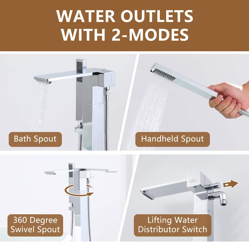 Freestanding Bathtub Faucet With Hand Shower Tub Faucets Floor Mount Tub Filler
