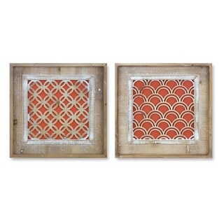 Wood Framed Geometric Wall Art with Gold Accent (Set of 2) - Bed Bath ...