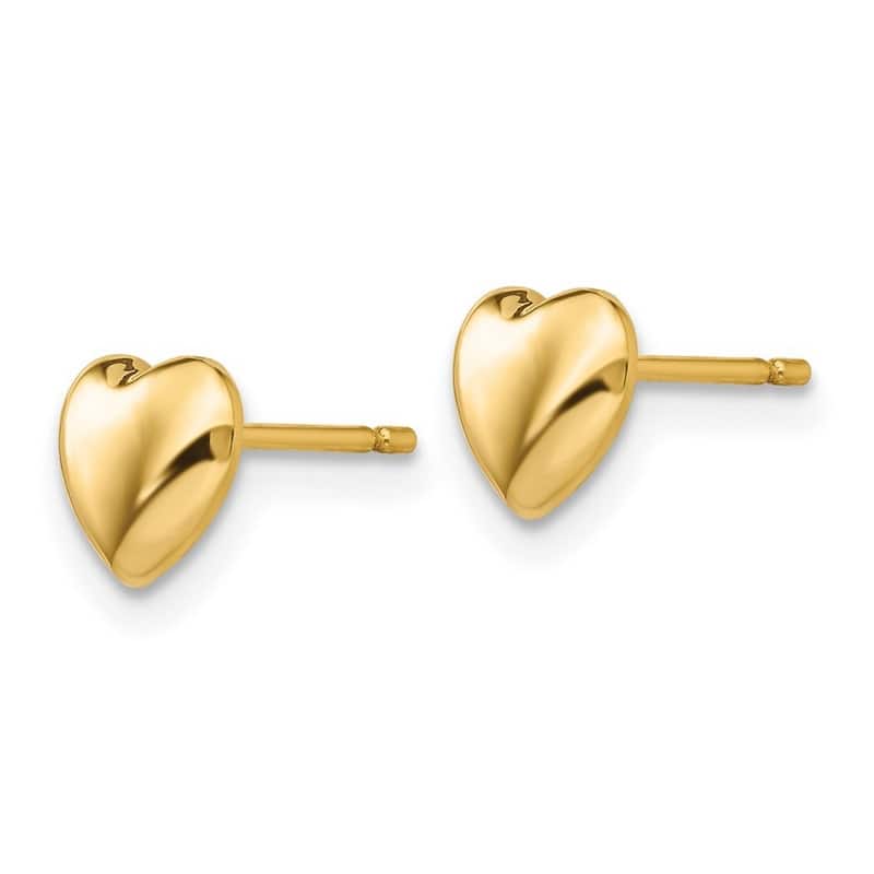 Curata 14k Yellow Gold Polished Small 6mm Heart Earrings