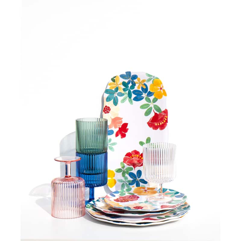 Abode Homewares Audrey Melamine Floral Serving Tray - 14.3" x 7.8"