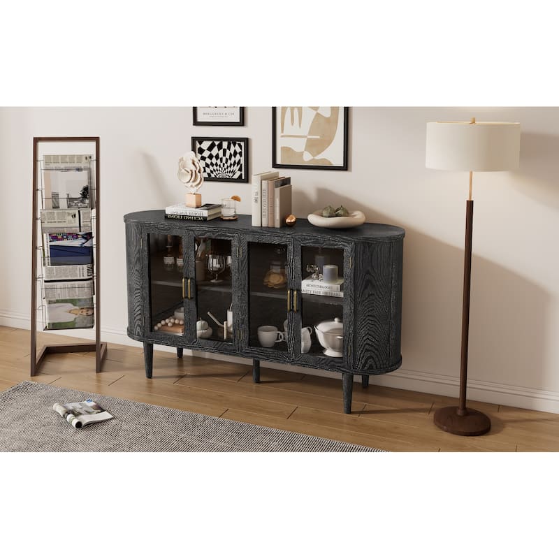 Buffet Cabinet with Glass Doors and Adjustable Shelves
