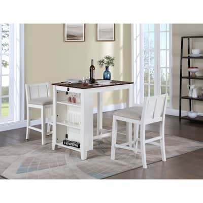 Graham 3-Piece Counter Height Dining Table with Shelves and 2 Chairs